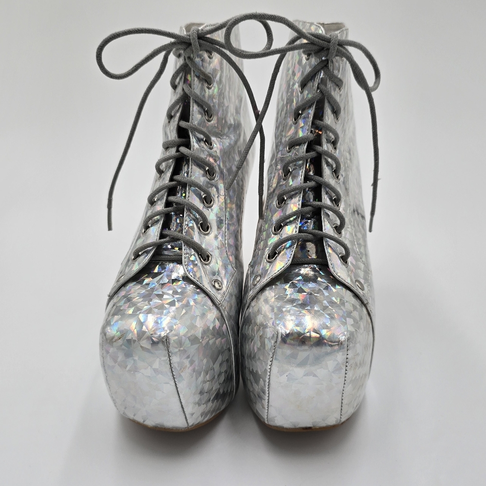 Jeffrey Campbell Silver Holographic Platform Heels - Picture 3 of 16
